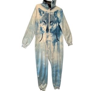 Wolf PJ’S Cosplay 1 piece XXL Jumpsuit blue 2 way zip Mr & Miss 1991 INC